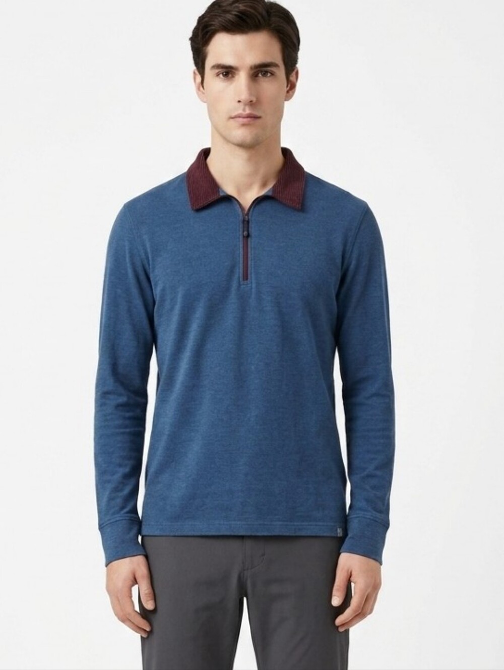 The North Face Blue Long Sleeves Shirt Polo Collar Pullover Outdoor Gorpcore